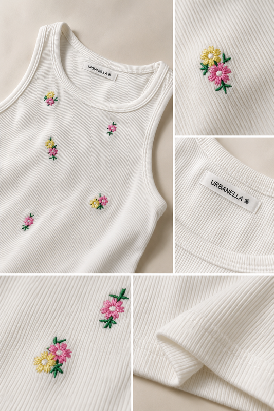 Camiseta básica con bordados