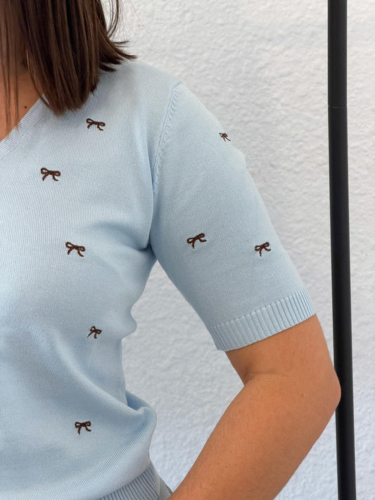 Jersey punto manga corta detalles de lazo